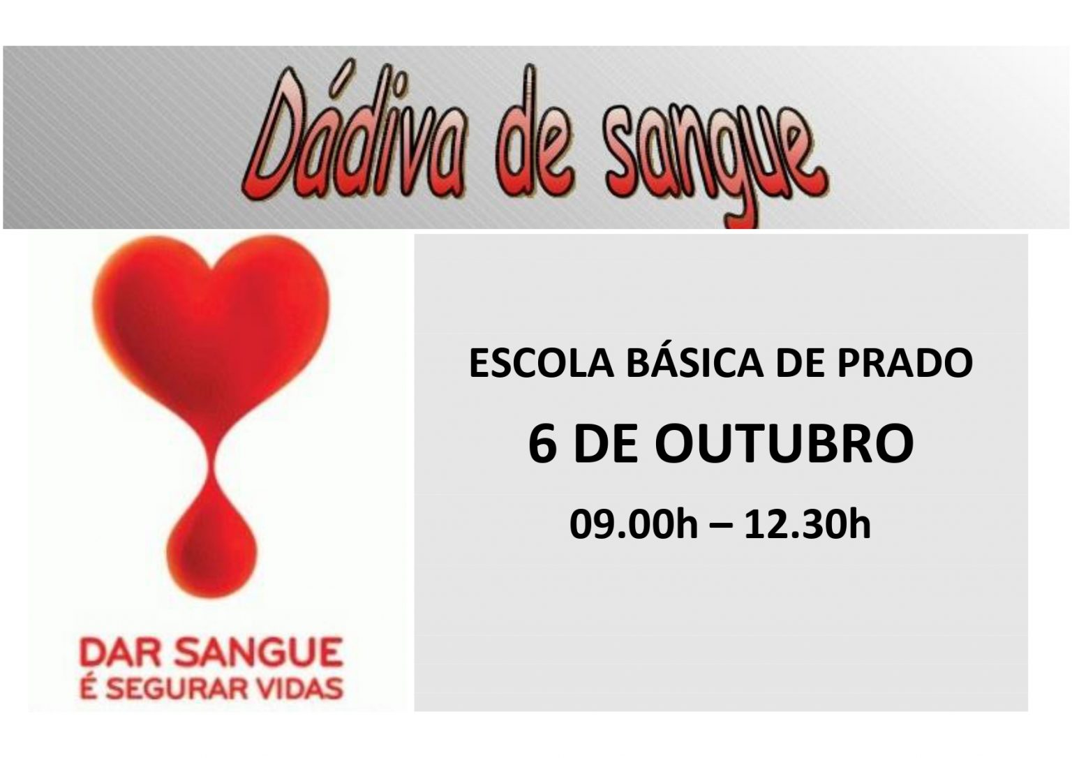 Dádiva de Sangue – 6 Outubro | Agrupamento de Escolas de Prado